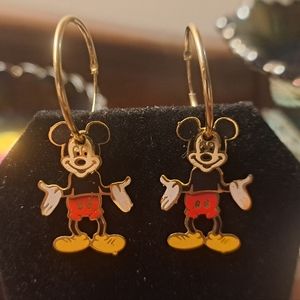 Vintage 3D Mickey Dangle Hoops